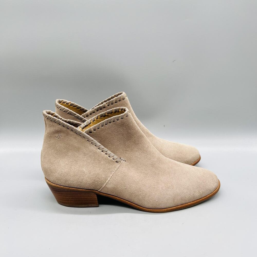 Jack Rogers Boots Womens 8.5 Beige Suede Ankle Pull On Low Heel Booties Shoes